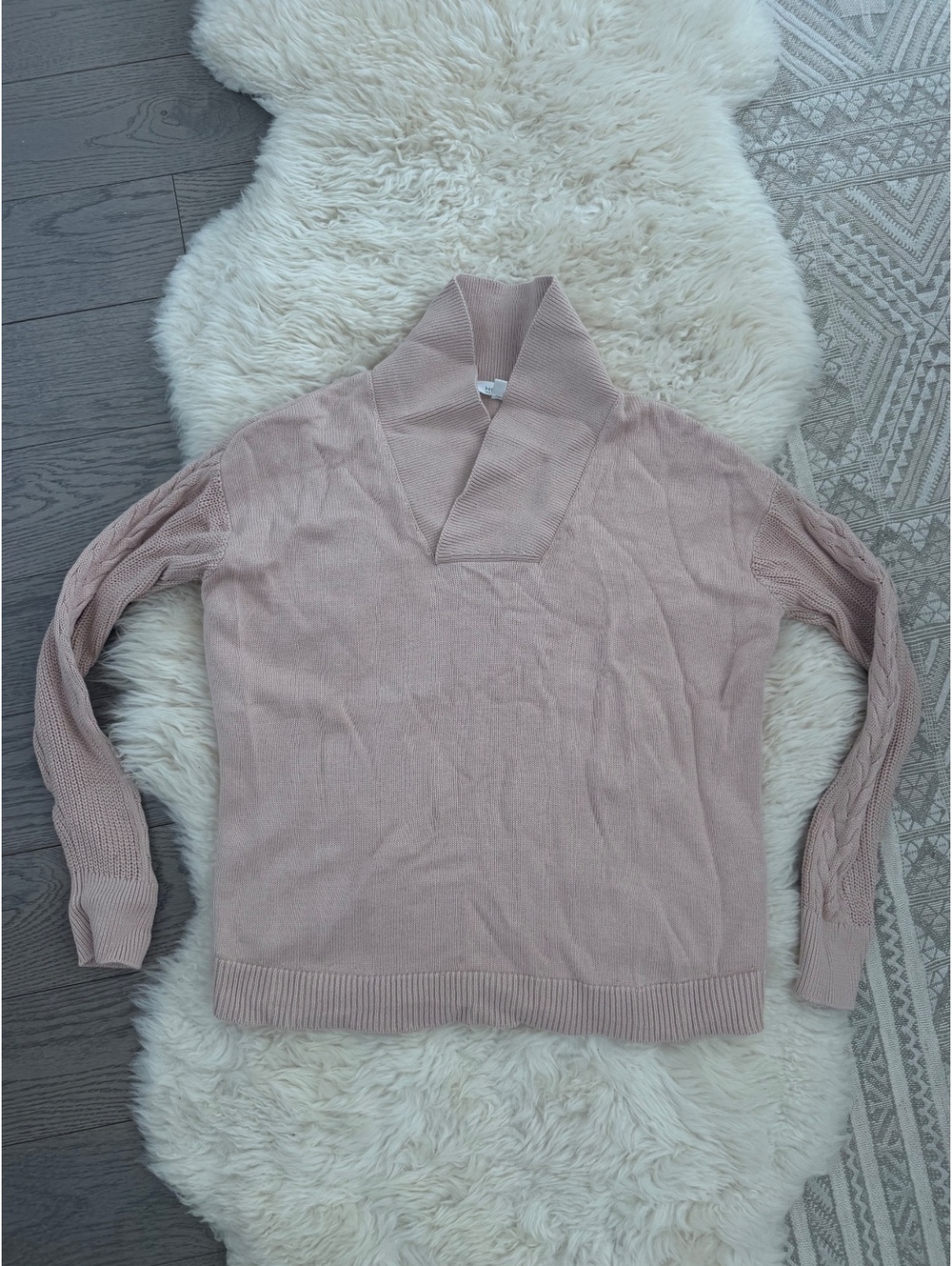 Haven Shawl Collar Light Pink Cotton/Cashmere Sweater